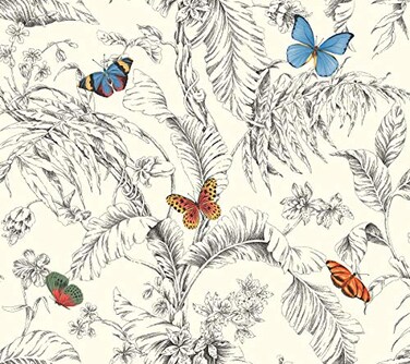 York Wallcoverings Ashford Toiles Papillon Removable Wallpaper RedBlueGreenYellowBlack