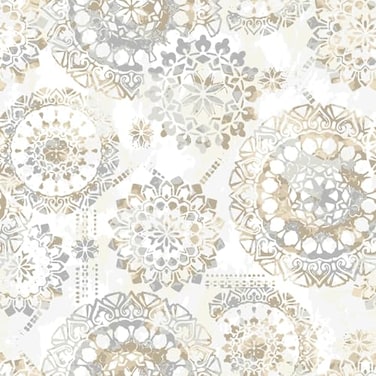 RoomMates RMK9122WP Tan and Gray Boho Medallion Peel and Stick Wallpaper 205 x 165 feet