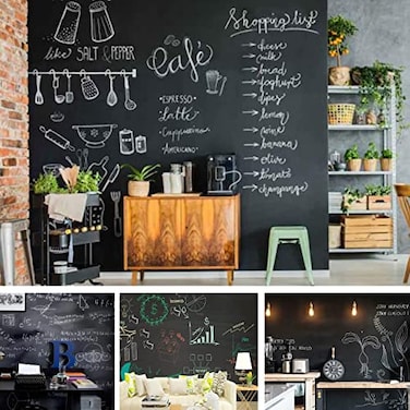 AbaBoorty Chalkboard Wallpaper for Walls Matte Black Contact Paper Self Adhesive Removable Solid Black Peel and Stick Wallpaper Waterproof Roll for Blackboard Wall Decal Reform 157X787