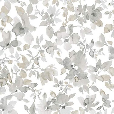RoomMates RMK11235WP Neutral Watercolor Floral Peel and Stick Wallpaper