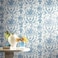 York Wallcoverings Ashford Toiles Old World Toile Prepasted Removable Wallpaper WhiteBlue
