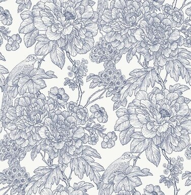 NuWallpaper Sudbury Peel Stick Wallpaper Blue Vintage SelfAdhesive 205in x 18ft