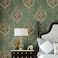 Blooming Wall Textured Vintage Damasks Floral Pattern Wallpaper Wallcoverings for Walls 57 Square ftRoll GreenFlower