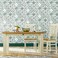 RoomMates RMK11281WP Forest Green Mediterranean Tile Peel and Stick Wallpaper