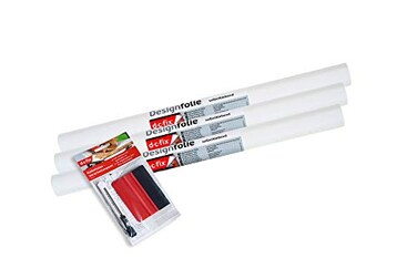 d-c-fix dcfix 34600013PKA Decorative SelfAdhesive Film Matte White 17 x 78 Roll 3Pack with Applicator