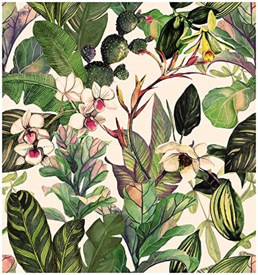 Luvdecor Peel and Stick Wallpaper Boho Palm Leaf Tropical Floral Wallpaper for Bathroom Removable Wallpapers for Renter Leaf Botanic Contact Paper for Cabinet Accent Wall 175 x 118 in