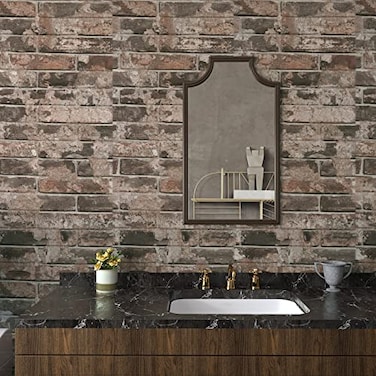 VaryPaper Vintage Brown Brick Wallpaper Peel and Stick 3D Textured Brick Contact Paper for Walls Removable Waterproof Self Adhesive Brick Wall Paper for Kitchen Backsplash Fireplace 157x787