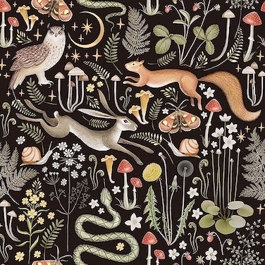 MAGAFA Fairytale Forest Moon and Stars Peel and Stick Wallpaper Animals Renter Friendly Self Adhesive