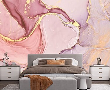 Eierme Gilding Marble Pink wall Mural Wallpaper for Bedroom 137 x 100Not Peel and Stick