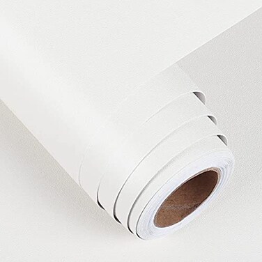 FunStick 36 x 200 Solid White Wallpaper Stick and Peel Matte White Contact Paper Peel and Stick White Wallpaper Thick Removable Self Adhesive Wall Paper for Bedroom Living Room Walls Cabinets Desk