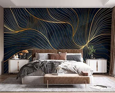 Eierme Simple Golden Lines wall Mural Wallpaper for Bedroom 103 x 69Not Peel and Stick