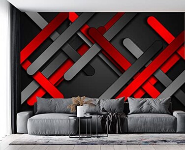 Eierme Red Black Metal 3D wall Mural Wallpaper for Bedroom 137 x 100Not Peel and Stick