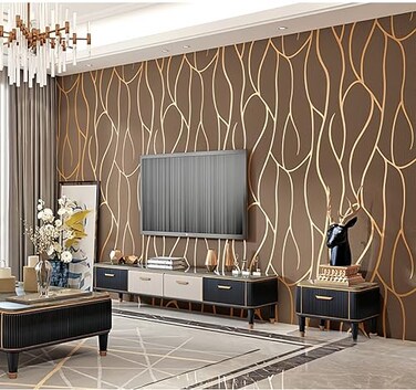 mwpqbd HighEnd Deerskin Velvet Aluminum Foil Vertical Stripes Peel and Stick Wallpaper Bedroom TV Backdrop Wall 3D Wallpaper Brown selfAdhesive Version 9365