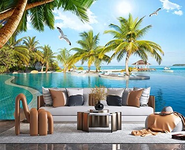 Eierme Palm Trees and Blue Sky Summer Island wall Mural Wallpaper for Bedroom 103 x 69Not Peel and Stick