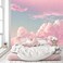 YQWDMX Children 3D Pink Cloud Wallpaper for Kids Room Not Peel and Stick