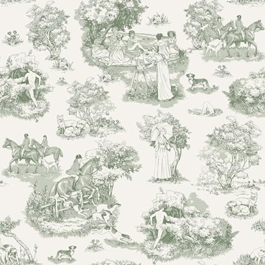 NuWallpaper x Rachel Antonoff Green The Chase Peel and Stick Wallpaper RAS6261