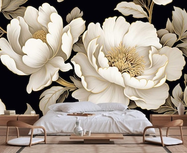 Wmjurel Vintage Peony Buds and Leaves Floral Seamless Pattern Wallpaper for Bedroom Living Room Bathroom Wall BackgroundsNonselfAdhesive