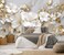 Toolhom 3D Wallpaper Illustration Beige Background Large White Abstract Gold Leaf Flower for Living Room Bedroom Backdrop DecorationNonselfAdhesive