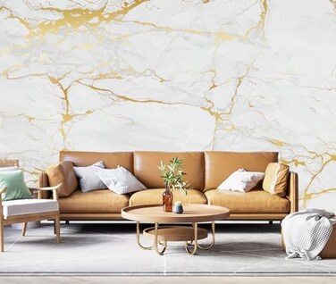 TUNDJ White Gold Marble Wallpaper Modern Abstract Wallpaper Mural for Living Room OfficNot Peel and Stick