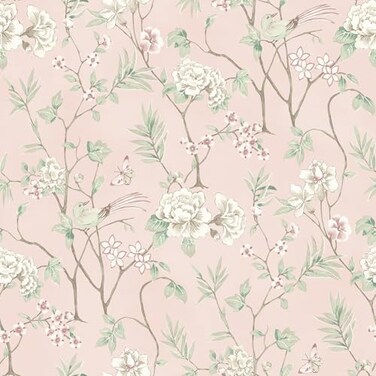 NuWallpaper Chinoiserie Garden Pink Peel and Stick Wallpaper NUS6365
