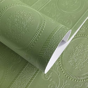 JiffDiff Wallpaper Peel and Stick Textured3D Embossed Wall Paper Stick on Wallpaper Modern Waterproof Self Adhesive Contact Paper173 x 120Green