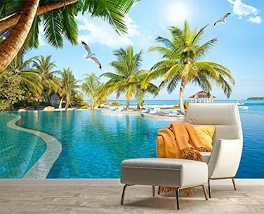 Eierme Palm Trees and Blue Sky Summer Island wall Mural Wallpaper for Bedroom 137 x 100Not Peel and Stick