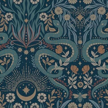 RoomMates Mystic Serpent Navy Peel and Stick Wallpaper RMWS1257 Pack of 1