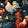 MuralPeel Cream Red Rooster Floral Dark Black Navy Peel and Stick Wallpaper Easy Peel Off Self Adhesive Removable Stick on Wall Paper for Kitchen Renter Friendly