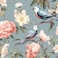 MuralPeel Vintage Blue Pink Peony Floral Bird Peel and Stick Wallpaper Easy Peel Off Self Adhesive Removable Stick on Wall Paper for Kitchen Renter Friendly