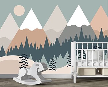 Eierme Childrens Cartoon Mountain Peak Forest Sun Nursery wall Mural Wallpaper 178 x 117Not Peel and Stick