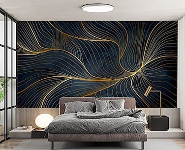 Eierme Simple Golden Lines wall Mural Wallpaper for Bedroom 137 x 100Not Peel and Stick