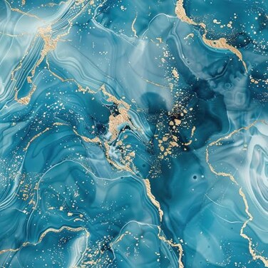 COKCOKR Blue Gold Marble Crack Pattern Wallpaper1771x1181 Kitchen Waterproof and Dirt Resistant Vinyl Removable Self Adhesive Wallpaper for Hallway Cabinets Bathroom Bedroom Kitchen Dining Room