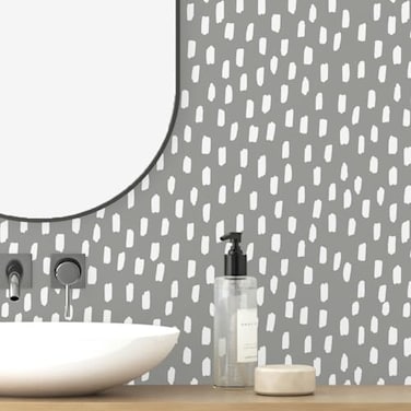 HAOKHOME Grey Peel and Stick Wallpaper Boho Modern Dots Wall Paper Removable for Bedroom Bathroom GreyWhite Contact Paper 173in x 98ft