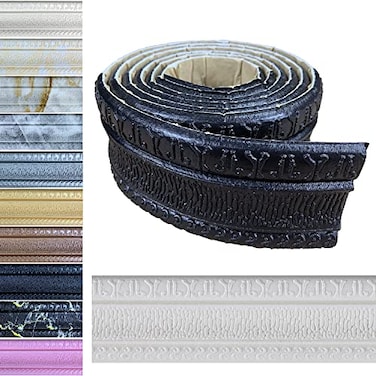 Yutianli Crown Molding Peel and Stick Wallpaper Border Flexible Wall Base Moulding Trim Self Adhesive Vinyl Baseboard Black Foam Wall molding 3D Mirror Border 1PCS89 Black