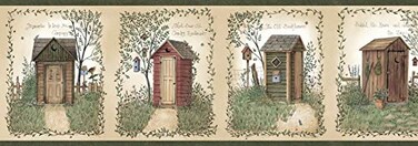 Chesapeake CTR50321B Fisher Sage Country Outhouses Wallpaper Border