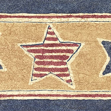 CONCORD WALLCOVERINGS &acirc;&bdquo;&cent; CONCORD WALLCOVERINGS Primitive Star Wallpaper Border 55 x 15 Rustic Farmhouse Decor Navy Red Beige Stars Prepasted Vinyl for Room or Den CS541B