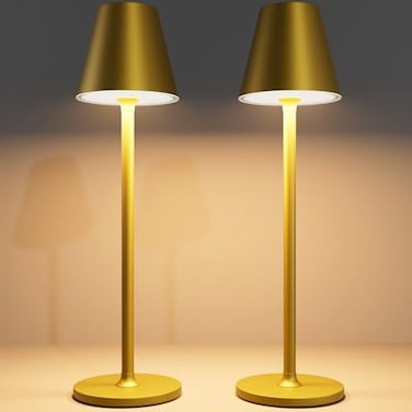 Timjorman 2Pack Cordless Table Lamps 5000mAh Rechargeable Battery Operated Desk Lamp 3Level Dimmable LED Night Light for Bedroom Dining Restaurant Metal Design Bronze 2PACK