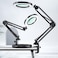 HITTI 10X Magnifying Glass with Light 1800 Lumens Stepless Dimmable 3 Color Modes 42 Real Glass Lens LED Desk Lamp Clamp Magnifier Light and Stand for Crafts Soldering Fly Tying Close Work