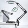 HITTI 10X Magnifying Glass with Light 1800 Lumens Stepless Dimmable 3 Color Modes 42 Real Glass Lens LED Desk Lamp Clamp Magnifier Light and Stand for Crafts Soldering Fly Tying Close Work