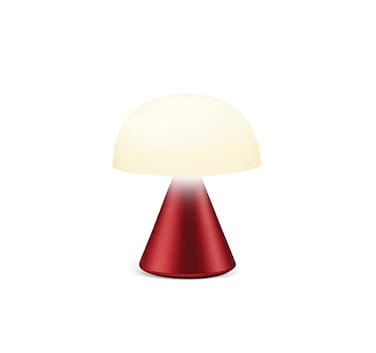 Lexon Mina Small Mushroom Lamp LED Portable Bedside Light for Bedrooms Kids Nursery Rechargeable with 12h Autonomy Memory Dimmer Aluminum Dark Red