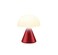 Lexon Mina Small Mushroom Lamp LED Portable Bedside Light for Bedrooms Kids Nursery Rechargeable with 12h Autonomy Memory Dimmer Aluminum Dark Red