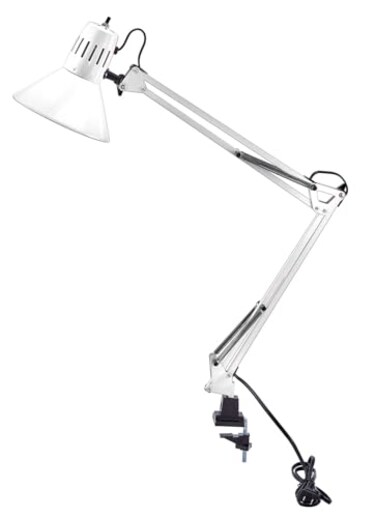 Bostitch Office VLF100WHT Swing Arm Desk Lamp with Clamp Mount 36 Reach with MultiJoint Adjustment Includes Replaceable LED Bulb VLF White