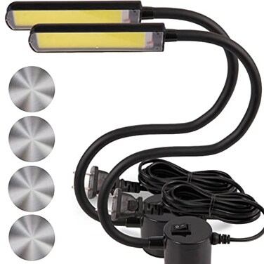 FAJ Sewing Machine Light Magnetic Flexible 60 LED Work Lights Bandsaw Accessories Scroll Saw with Extra Long Gooseneck 2 Pack 4 Mount Anywhere Discs Included