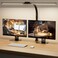 SIBRILLE LED Desk Lamp for Home Office Dimmable Computer Desk Light with Clamp Modern Architect Task Lamp with Color Changing Flexible Desktop Lamp with Gooseneck for Monitor Double Head Black
