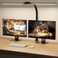 SIBRILLE LED Desk Lamp for Home Office Dimmable Computer Desk Light with Clamp Modern Architect Task Lamp with Color Changing Flexible Desktop Lamp with Gooseneck for Monitor Double Head Black