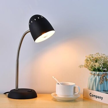CONCA EyeCaring Table Lamp of Simple Designs Home E26 Led Screw Basic Metal Desk Lamp with Flexible Gooseneck Hose Neck Study Lamp for Bedroom Office Living Room Convenient OnOff SwitchBlack