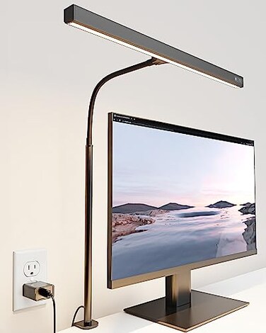SUPERDANNY LED Desk Lamp for Office Home EyeCaring Desk Light with Adjustable Gooseneck 12W Touch Control Dimmable Brightness Architect Clamp Lamp with USB Adapter for Reading Study Workbench