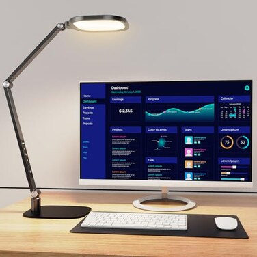 LitONES LED Desk Lamp for Home Office Professional EyeCaring Diffused Desk Light 3 Color 10 Brightness Computer Light Dimmable Office Lamp with Memory Timer Func Metal Swing Arm Table Lamp