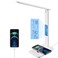 poukaran LED Desk Lamp with Wireless Charger USB Charging Port Office Table Lamp with Clock Alarm Date Temperature for Home Office White