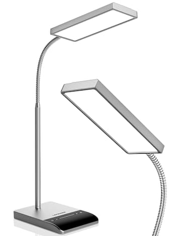 LEPOWER Desk Lamp 800LM LED for Home Office 12W Reading for Desk EyeCaring Light Touch Table Gooseneck Lamp 50 Lighting Modes Bright for Bedroom Study Grey